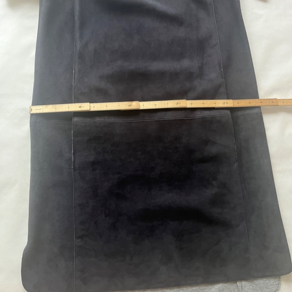 VINCE Navy Bonded Suede Night Out Navy Shift High Low Goat Leather Dress - Picture 15 of 15